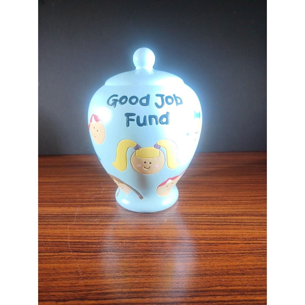 Vintage GOOD JOB FUND BANK Ceramic Porcelain Collectible Toy 2004